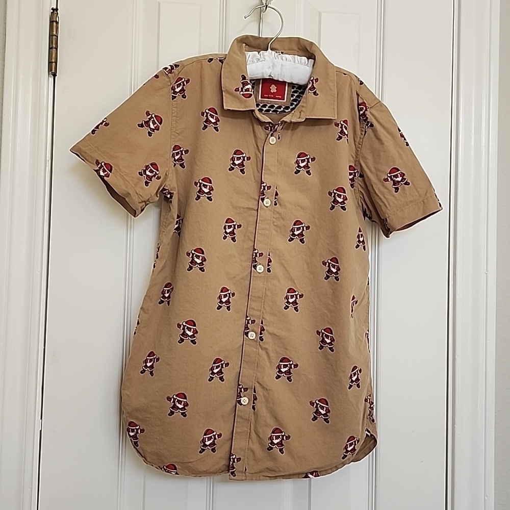 Denim and Flower Ricky Singh Boys Christmas Dabbing Santa Button Down Size 11/12